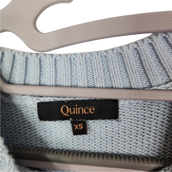 QUINCE Sweater Womens XS Sky Blue 100% Organic Cotton Boyfriend Crew Sweater - Picture 9 of 11
